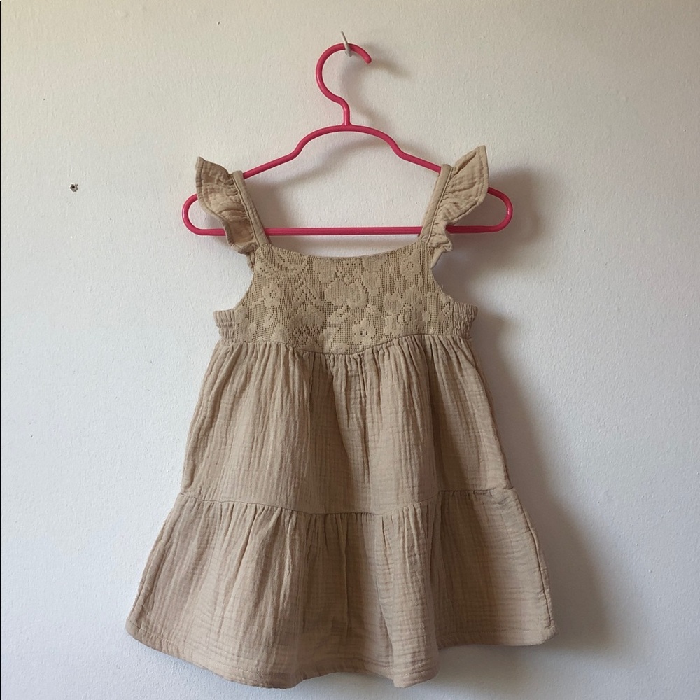 Carter's Beige Ruffle Strap Tiered Summer party SunDress